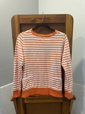 Barbour Orange and White Striped Crewneck Top